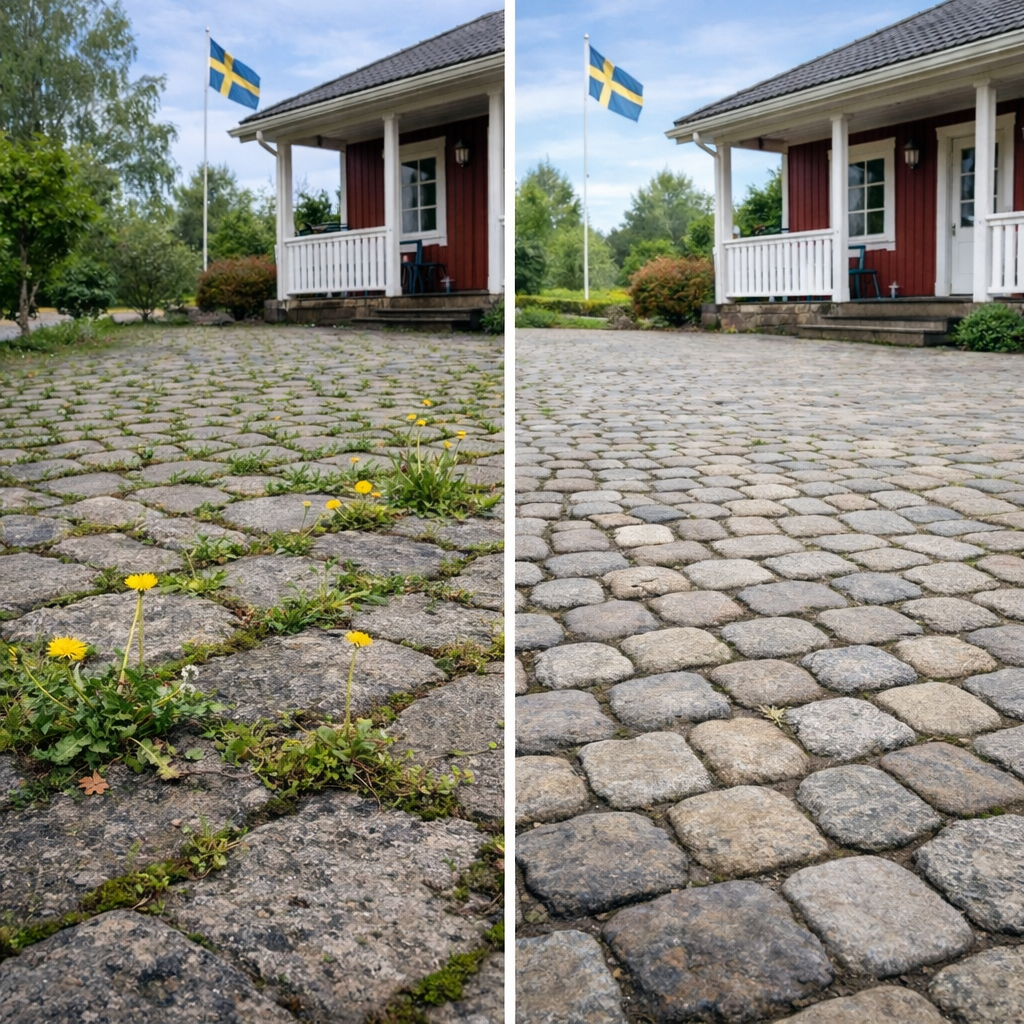 Få bort ogräs och mossa på sekunder – utan kemikalier eller tungt arbete.