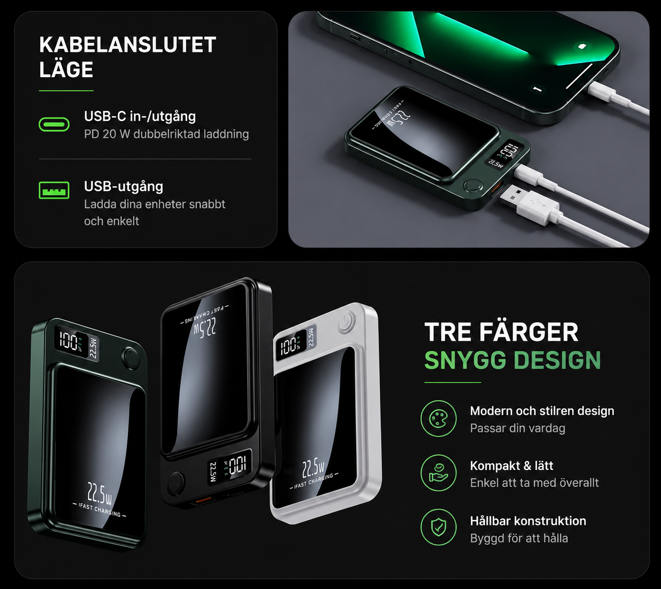 MagCharge™ – Magnetisk Trådlös Powerbank 10 000 mAh