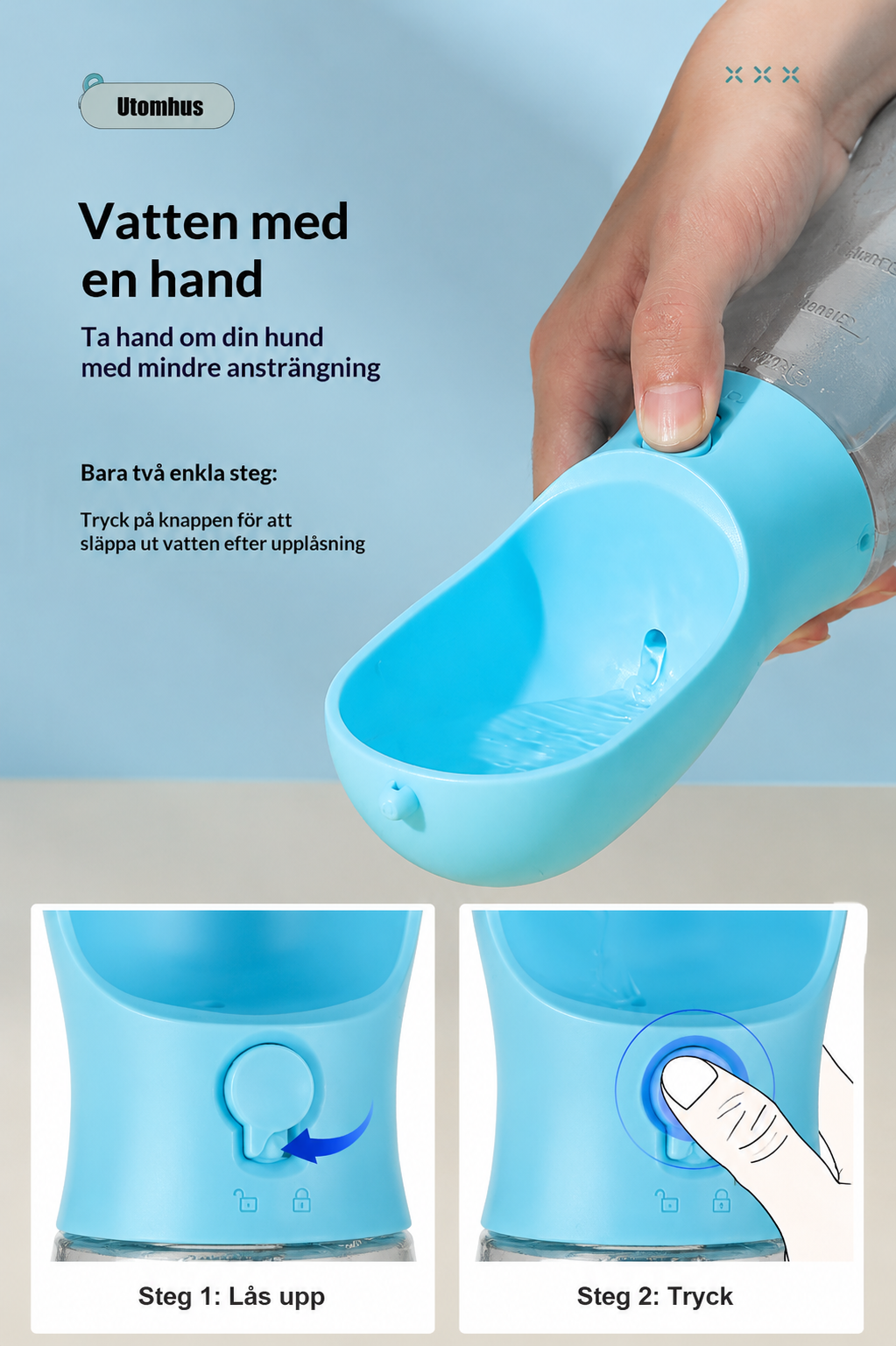 3-i-1 Reseflaska för Hundar 🐾
