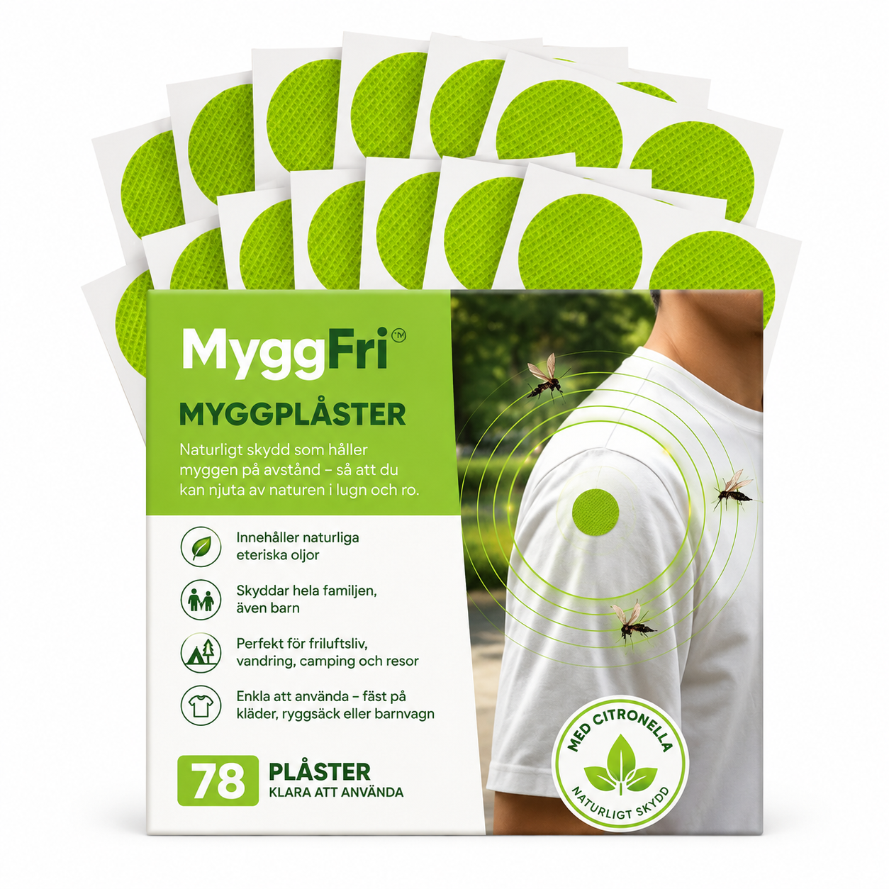 MyggFri™- 78 Myggplåster som håller myggorna borta
